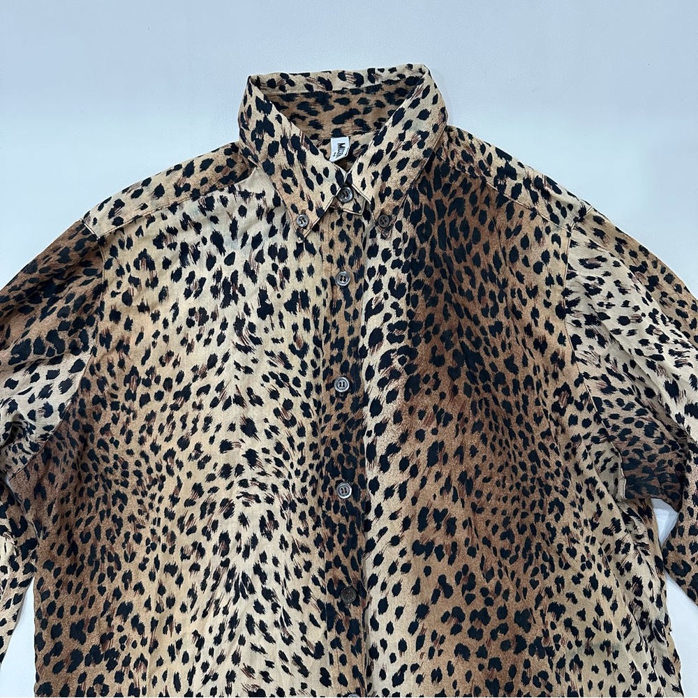 Vintage Moschino Mare Leopard Print Casual Button-Down Shirt US 32/S IT 40 - Picture 2 of 13